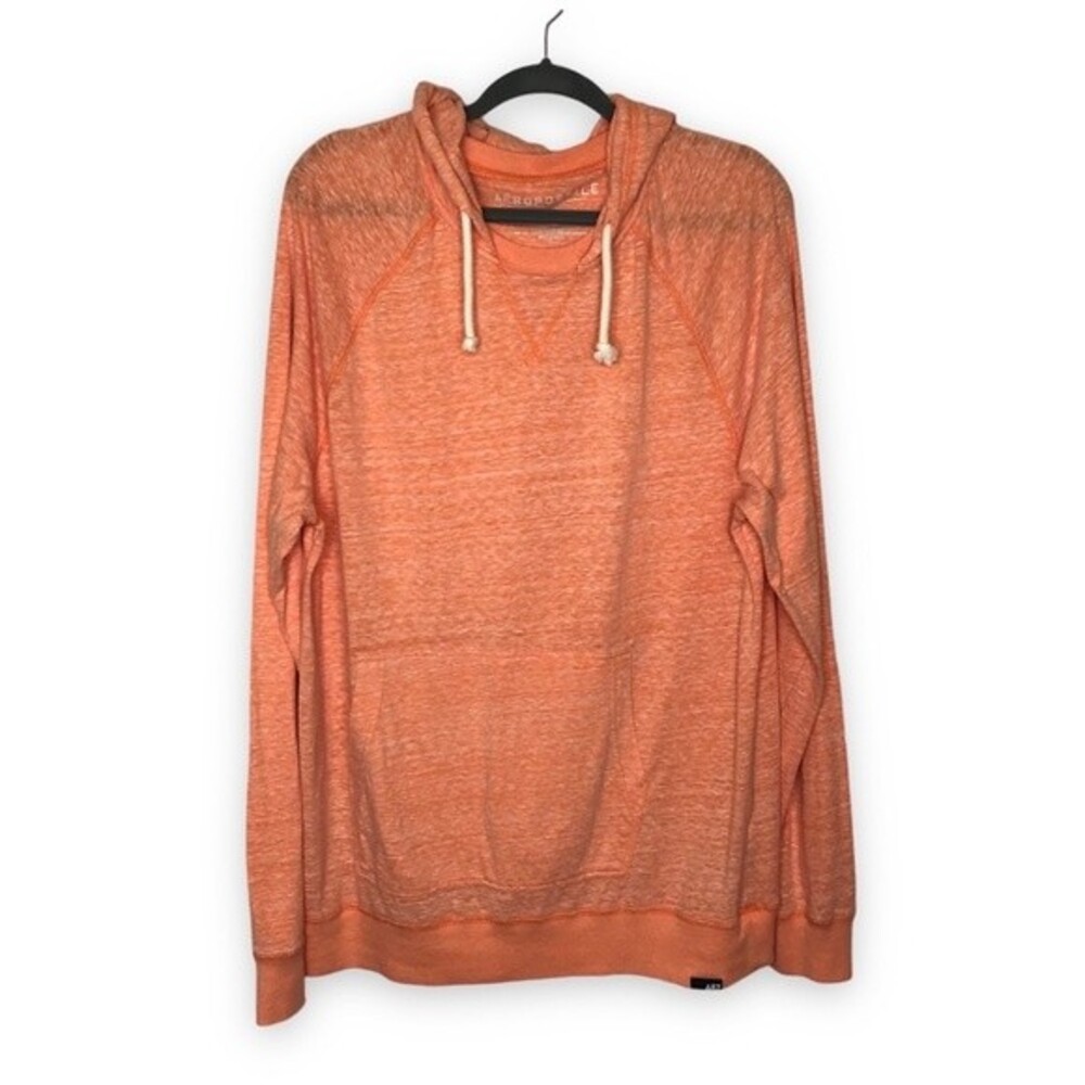 Aeropostale Slub Knit Kangaroo Pocket Orange Long Sleeve Hoodie Mens Size XL